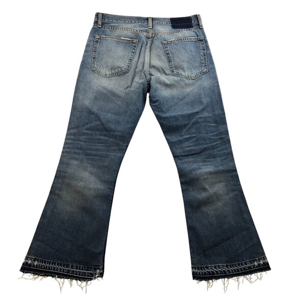 Rag & Bone Women's Jeans Size 29 Retro 70s Flare Frayed Hem Cropped Casual Blue - Picture 2 of 16
